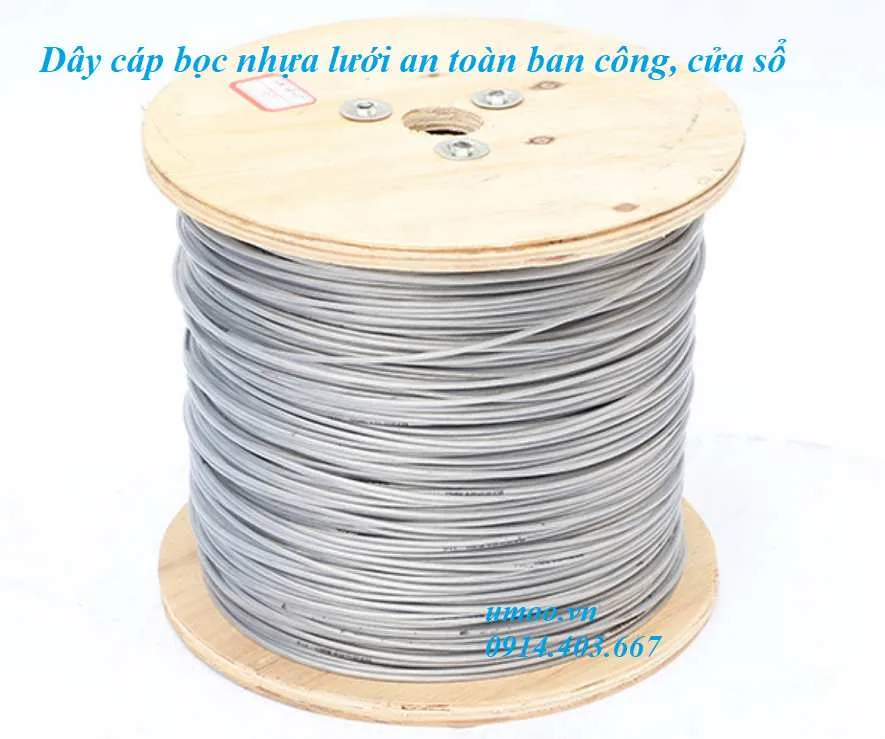 Dây cáp bọc nhựa tự lắp lưới an toàn ban công 2 ly, 3 ly, 4 ly, 5 ly