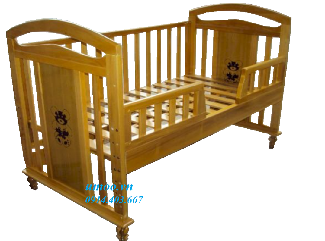 Cũi trẻ em teddy, giường cũi cho bé tedy gỗ sồi tự nhiên