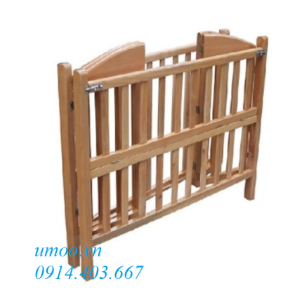 Cũi gỗ sồi cho bé, giường cũi trẻ em gỗ sồi tự nhiên Umoo