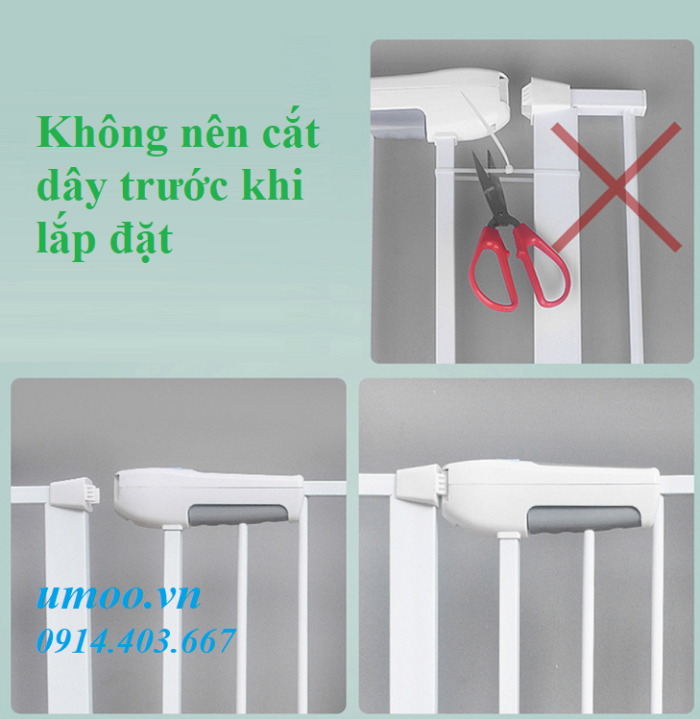 Chắn cửa không khoan 8162 không nên cắt dây thít trước khi lắp