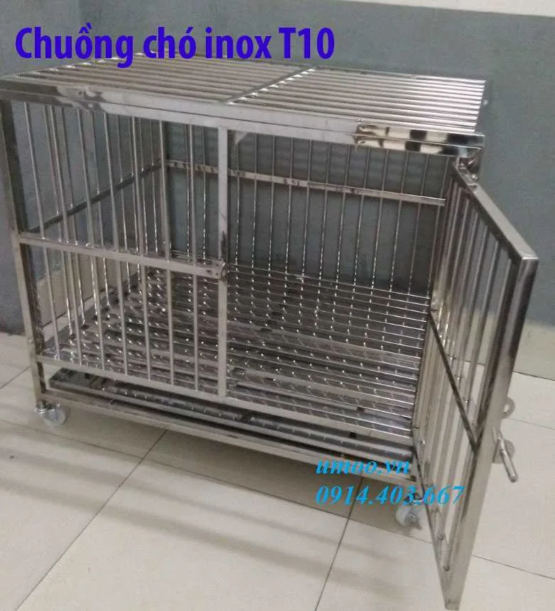 Chuồng chó inox T10 1 Chuồng chó inox T10 cho chó từ 5-15kg