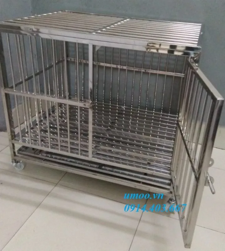 Chuồng chó inox T10 3 Chuồng chó inox T10, chuồng chó mèo từ 5 đến 15kg