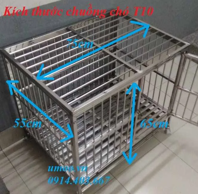 Chuồng chó inox T10 5 Kích thước chuồng chó inox T10 phù hợp cho chó 5, 10, 15kg