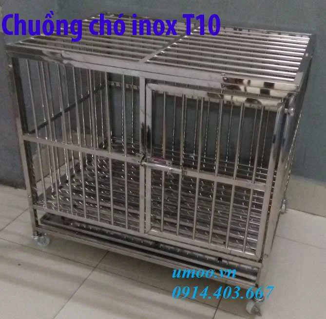 Chuồng chó inox T10 2 Chuồng chó inox T10 cho chó từ 5-15kg