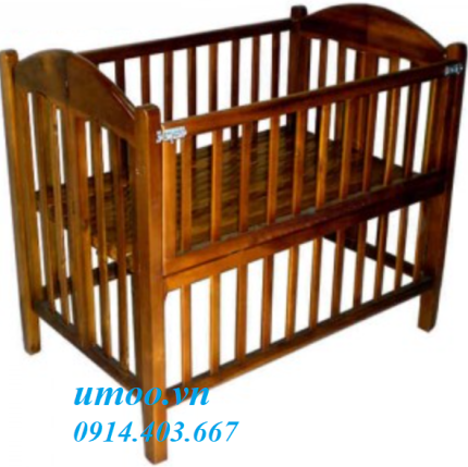 Giường cũi trẻ em gỗ tự nhiên, cũi trẻ em hai tầng cho bé, củi gỗ cho bé màu nâu cánh gián