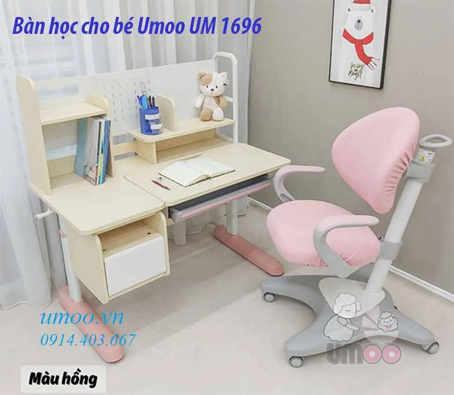 Bàn học UM1696 1 bàn học cho bé Umoo UM 1696, bàn học um1696 chống gù, chống cận
