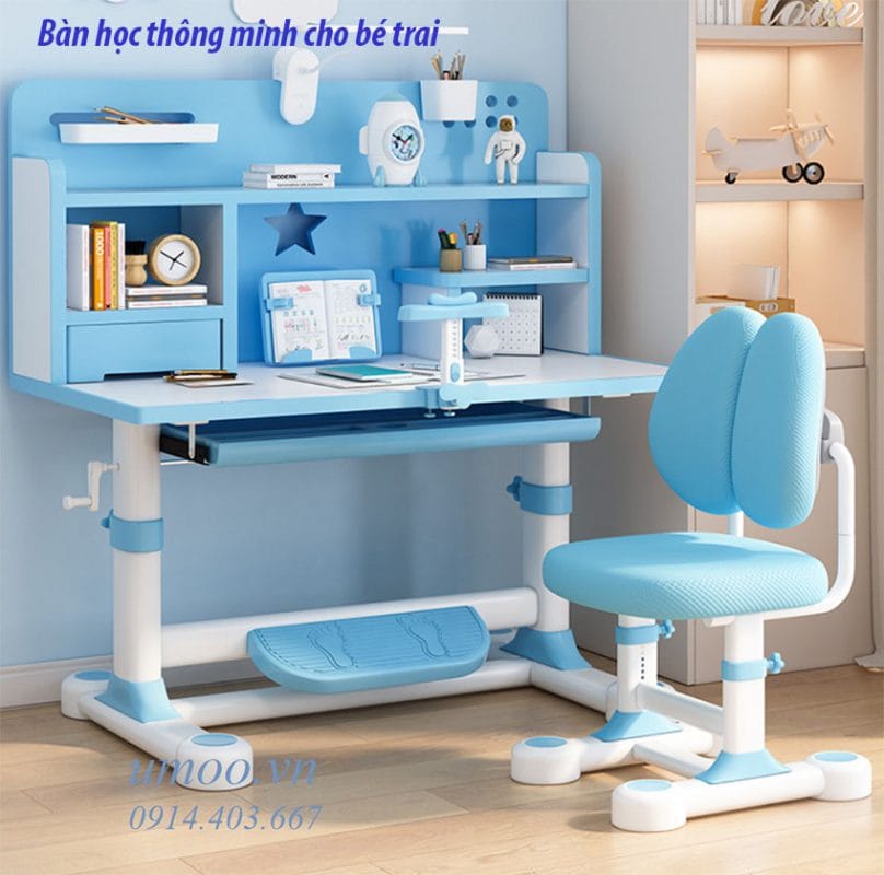 Bàn học cho bé trai, bàn học sinh chống gù chống cận cho bé tiểu học, cấp 1, cấp 2