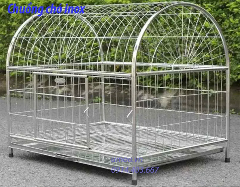 Chuồng chó inox mái vòm U1 6 chuồng chó inox Hà Nội, chuồng inox chó nhỏ 5-15kg