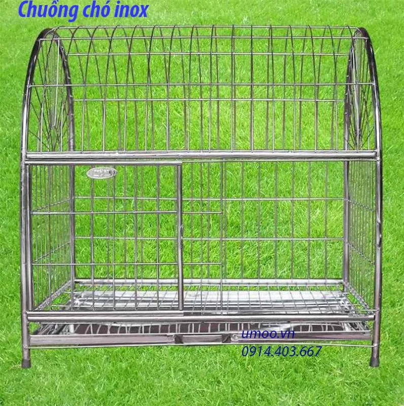 Chuồng chó inox mái vòm U1 4 chuồng chó inox Hà Nội, chuồng inox chó nhỏ 5-15kg