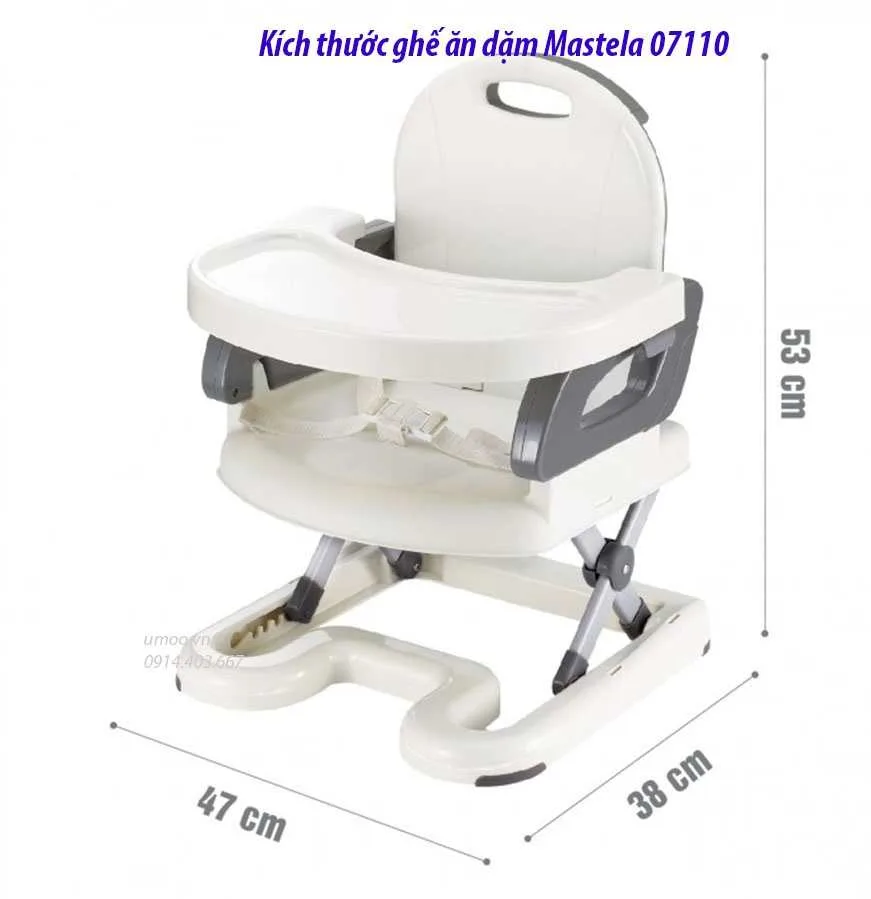 Ghế ăn dặm Mastela 07110 4 Ghế ăn dặm Mastela 07110 có thể điều chỉnh độ cao, gấp gọn lại được
