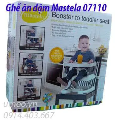 Ghế ăn dặm Mastela 07110 có thể điều chỉnh độ cao, gấp gọn lại được