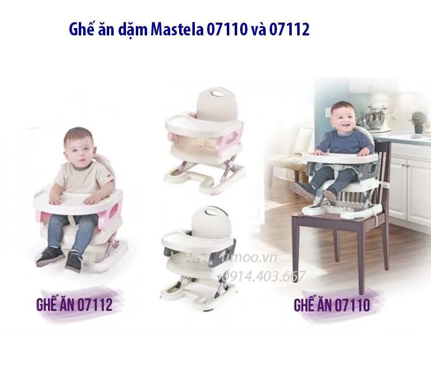 Ghế ăn dặm Mastela 07110 5 Ghế ăn dặm Mastela 07110 có thể điều chỉnh độ cao, gấp gọn lại được
