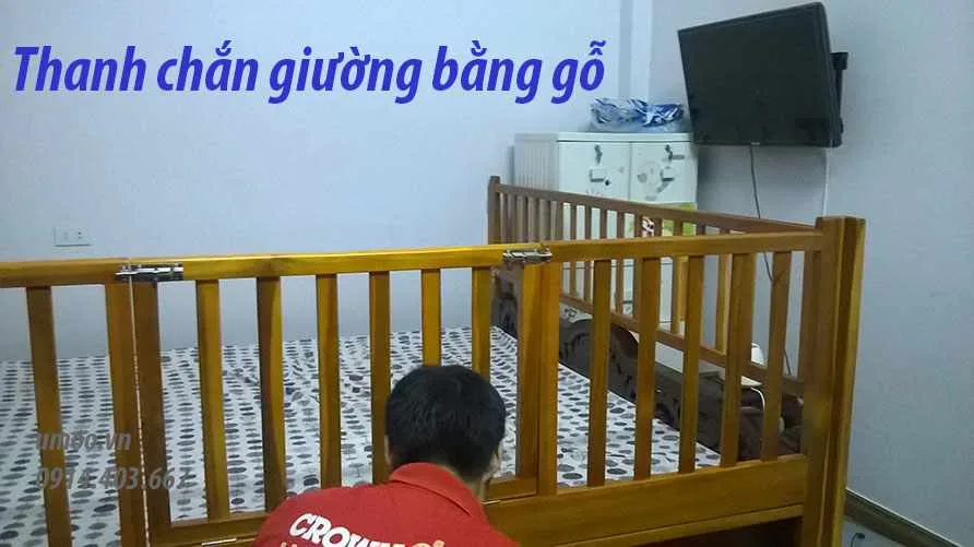 Thanh chắn giường bằng gỗ cho bé 2m, 1,8m