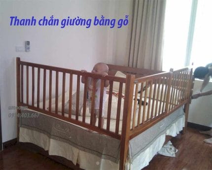 Thanh chắn giường bằng gỗ cho bé 2m, 1,8m