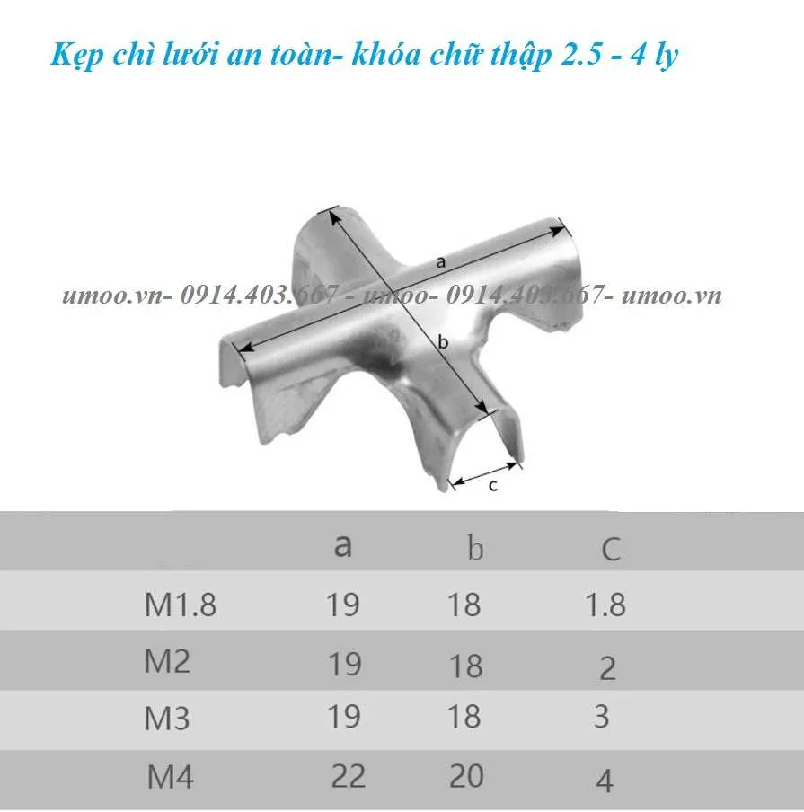 Kẹp chì lưới an toàn inox 4 ly 5 kẹp chì lưới an toàn inox, kẹp chữ thập khóa lưới an toàn 2,5 ly, 3 ly, 4 ly
