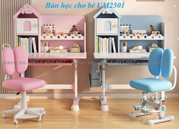 Bàn học cho bé UM2501 chống gù, chống cận thông minh cho bé