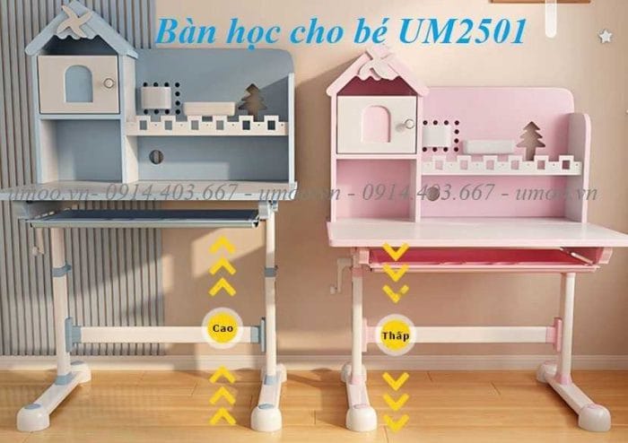 Bàn học cho bé UM2501 chống gù, chống cận thông minh cho bé