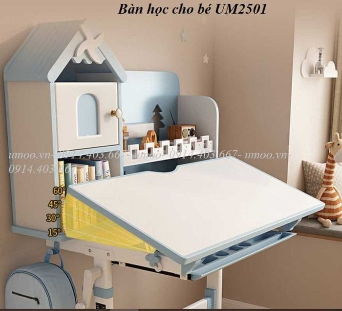 Bàn học cho bé UM2501 chống gù, chống cận thông minh cho bé