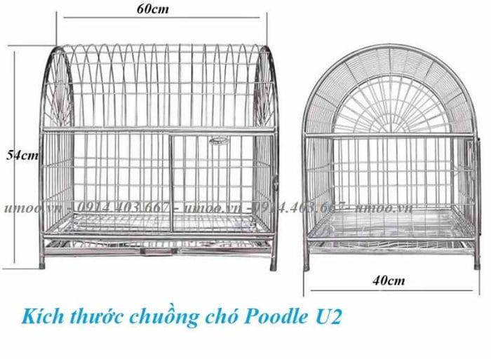 Kích thước chuồng chó Poodle 1-10kg