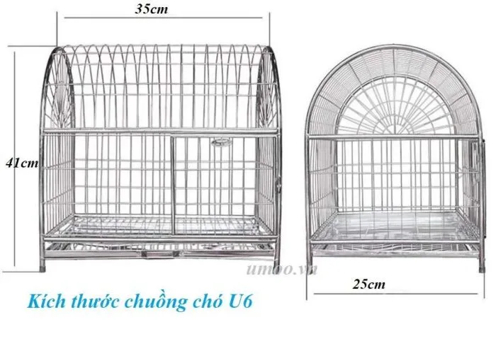 kích thước chuồng chó inox cho chó nhỏ