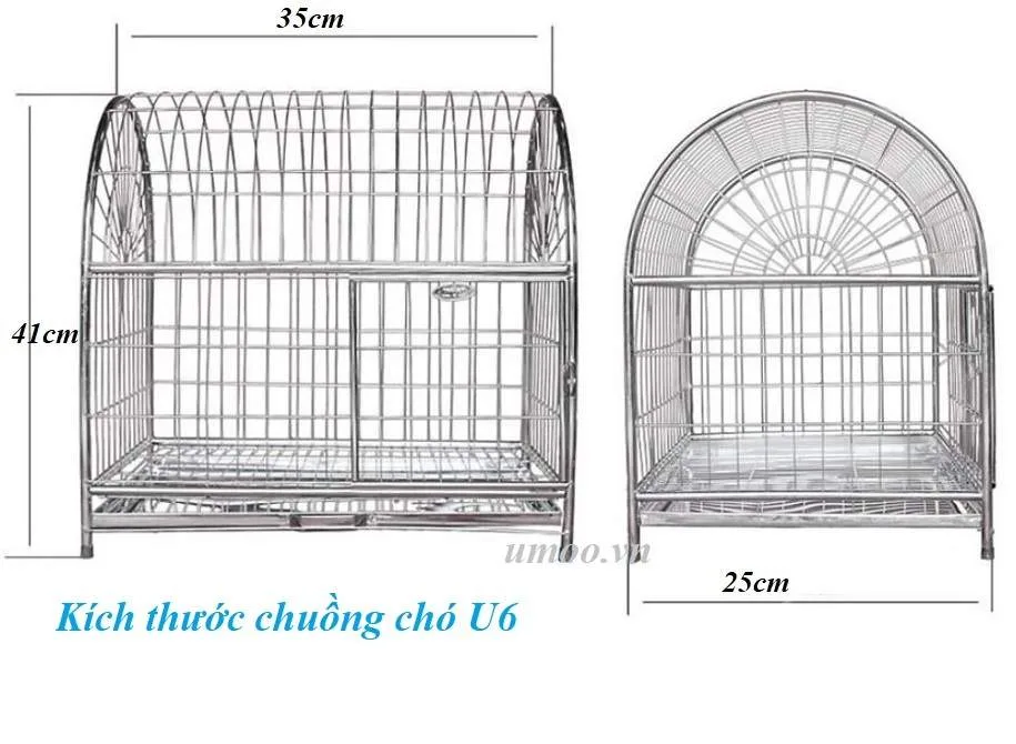 U6 kích thước chuồng chó inox cho chó nhỏ