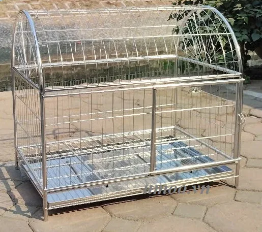 Chuồng chó inox U4 (lồng mèo U4) 2 chuồng chó inox U3, lồng mèo, lồng chó nhỏ U3 mái vòm