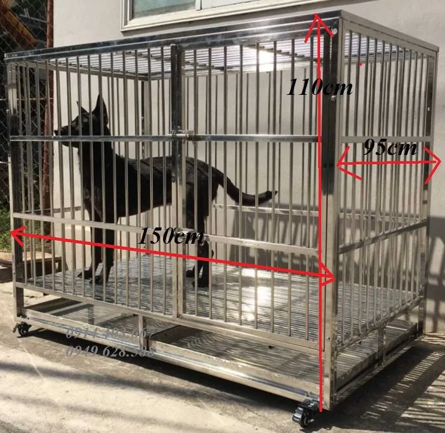Chuồng chó to inox T50 cho chó từ 30-50kg