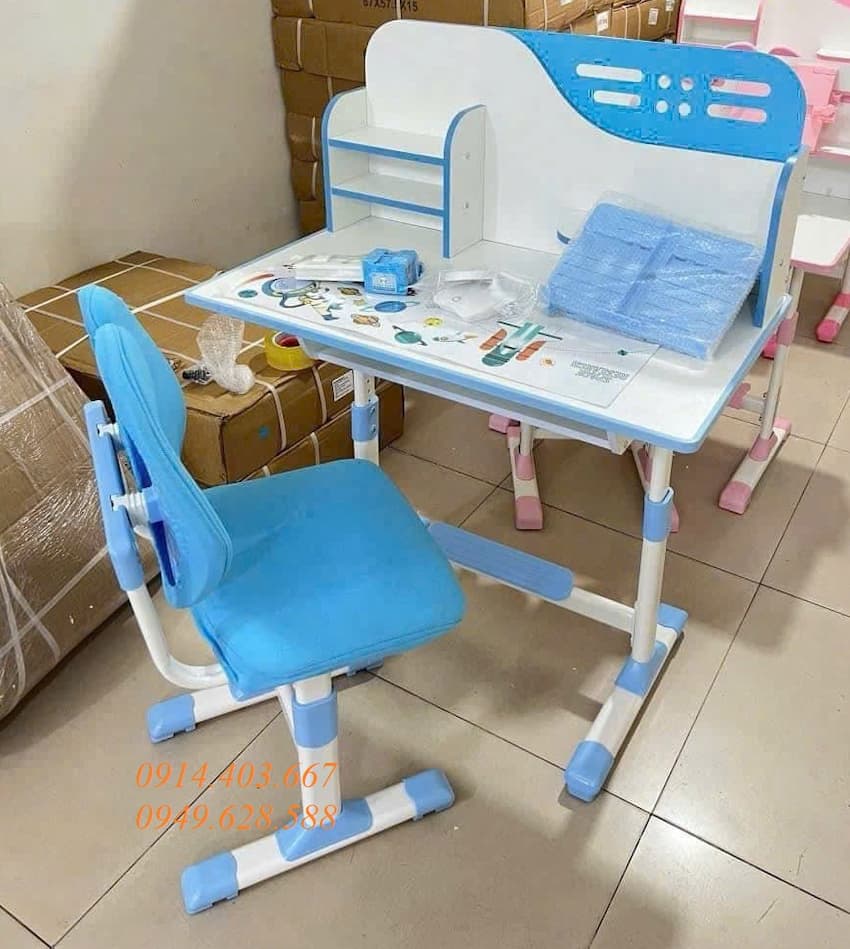 Bàn học chống gù UM2505 kèm ghế 7 Bàn học chống gù UM2505 kèm ghế cho bé vào lớp 1, tiểu học, cấp 2
