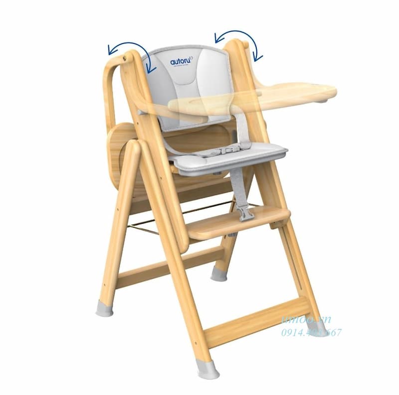 Ghế ăn dặm H1 gỗ tự nhiên 2 ghế ăn dặm H1 Autoru bằng gỗ