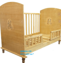 Cũi trẻ em teddy, giường cũi cho bé tedy gỗ sồi tự nhiên